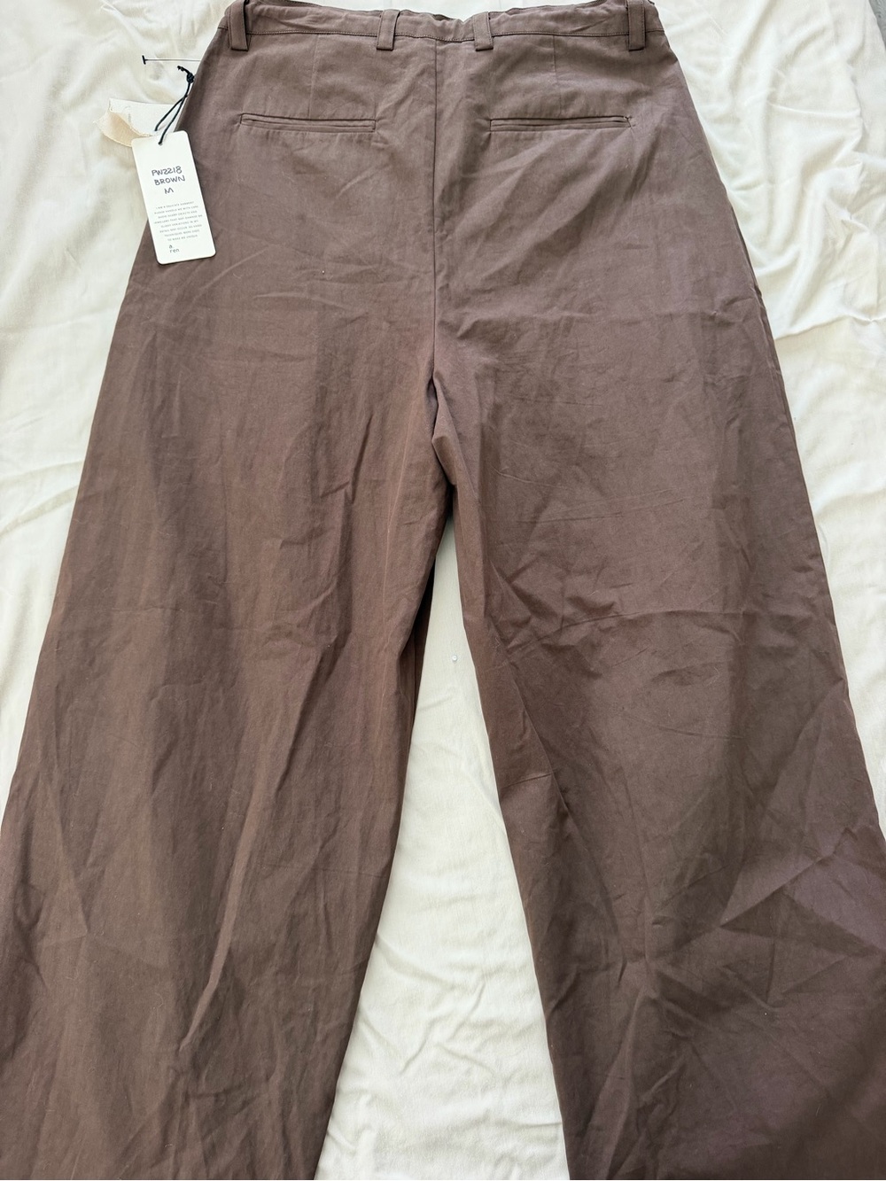 Women's Wide-Leg Drawstring Trousers - Brown - Picture 5 of 5